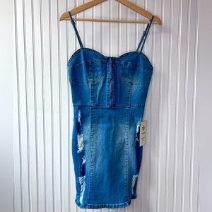 NWT - American Bazi Distressed Mini Demin Dress - Size Small